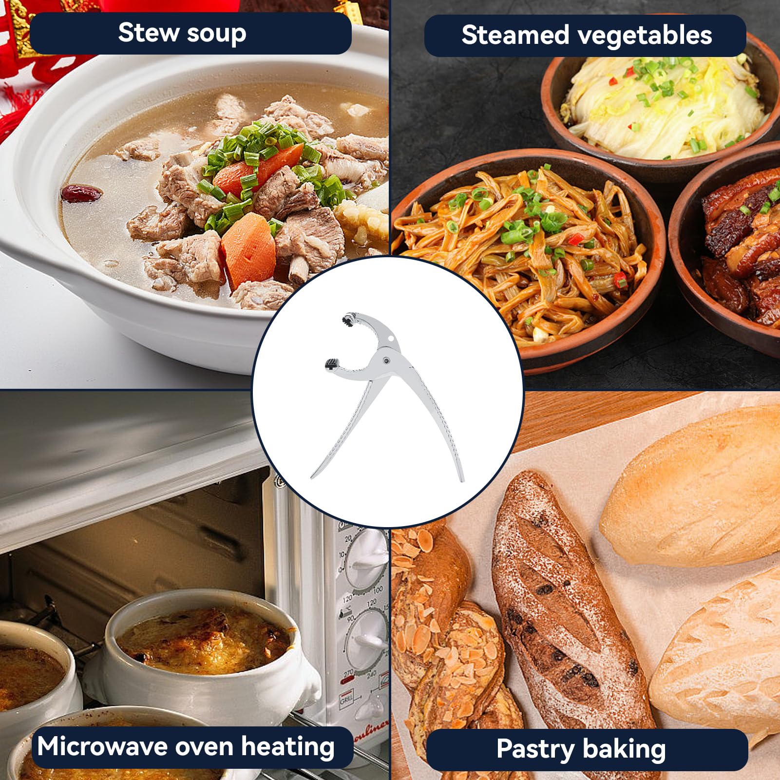 2 Pcs Hot Pot Gripper Set - Anti-Scalding Zinc Alloy Kitchen Tongs for Oven, BBQ & Cooking - Heat-Resistant Plate Clips, Pan Grabber & Baking Tray Lifter - Perfect for Hot Pots, Grilling & Microwave Use