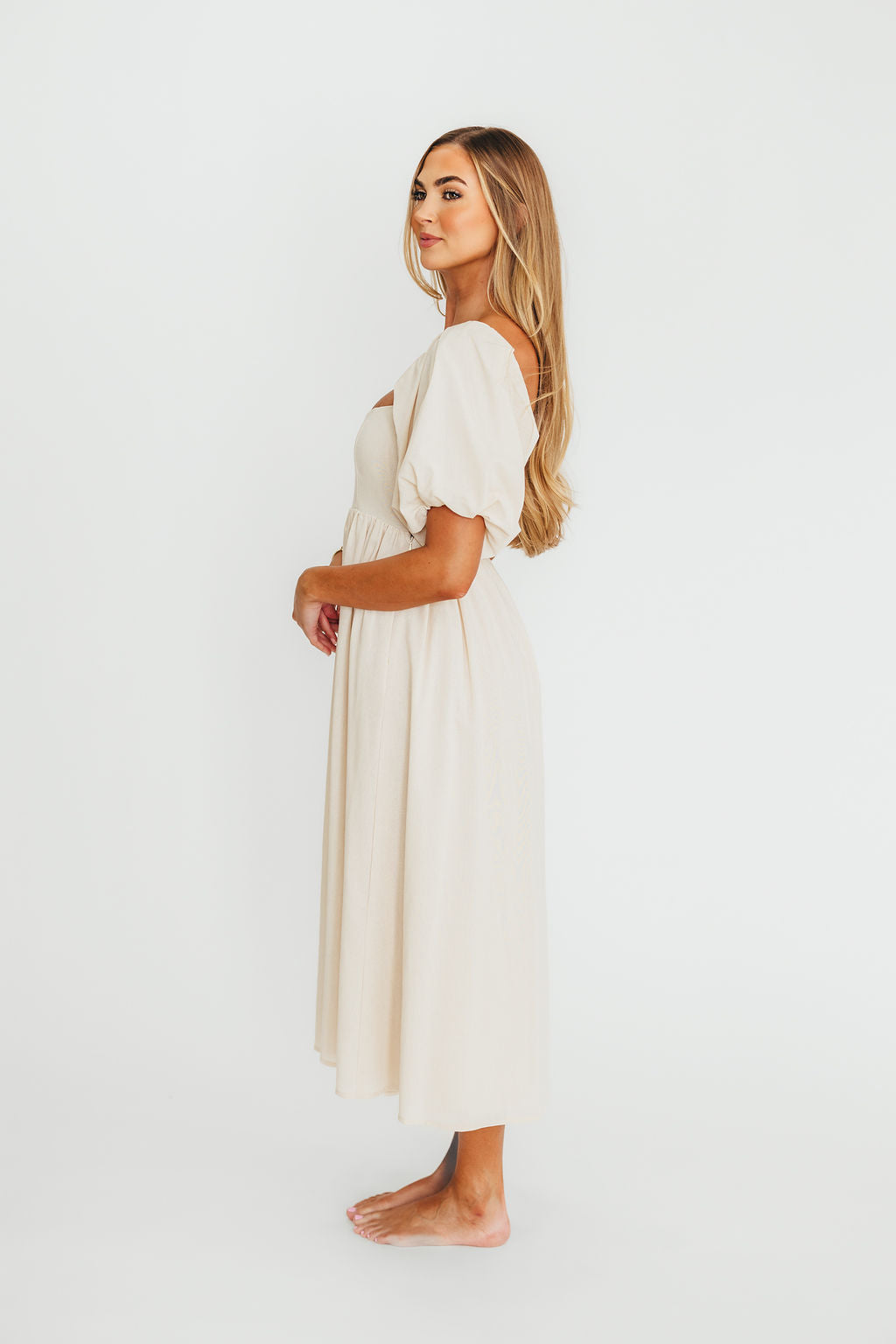 Hamilton Ivory Midi Dress - Bump Friendly Maternity Dress for Pregnancy & Nursing | Perfect for Weddings, Parties & Special Occasions