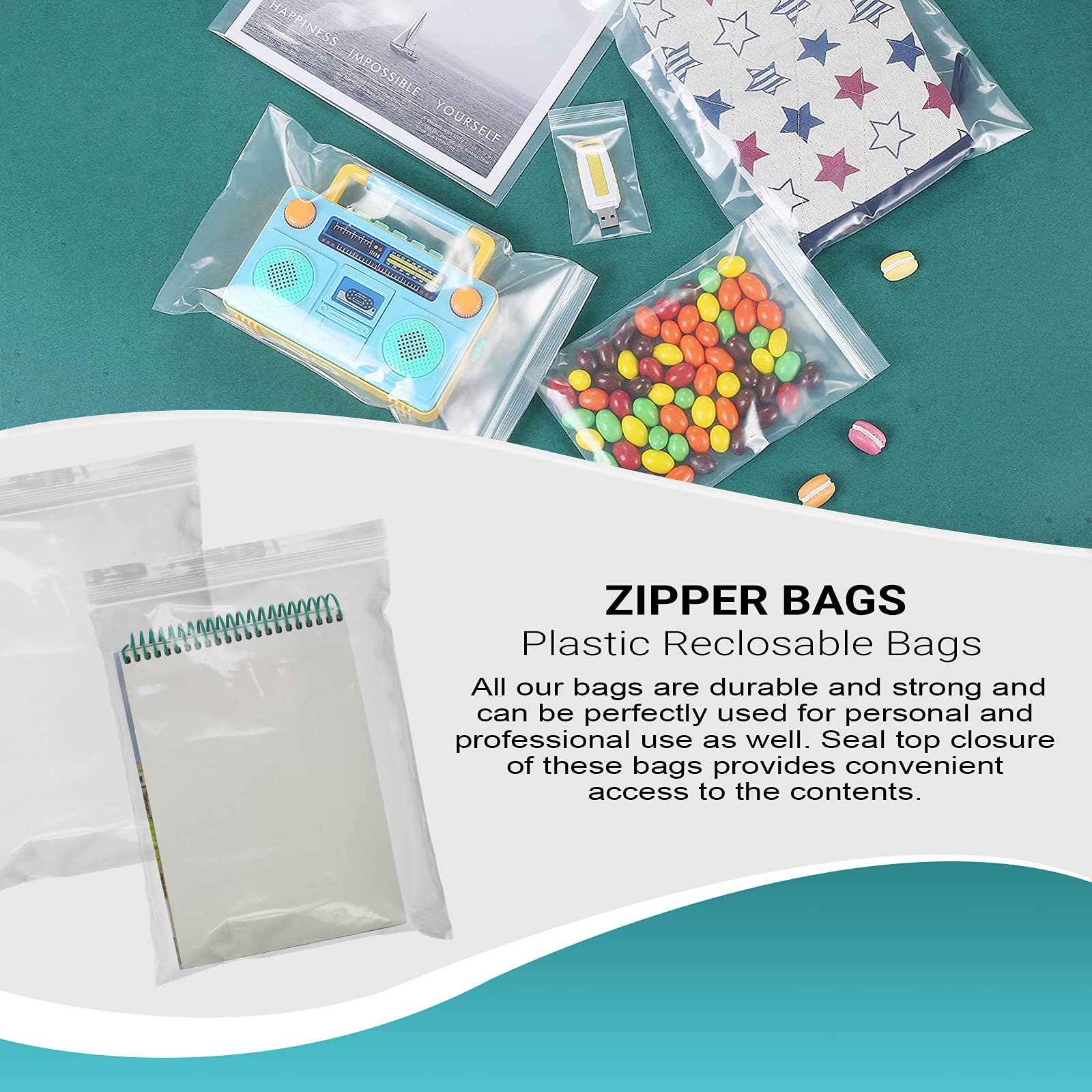 1000 Pack 8x10 Inch Clear Reclosable Zipper Bags - 2 Mil Thick Waterproof Plastic Storage Bags for Jewelry, Crafts & Industrial Use | Durable Zipper Closure for Organizing Small Items