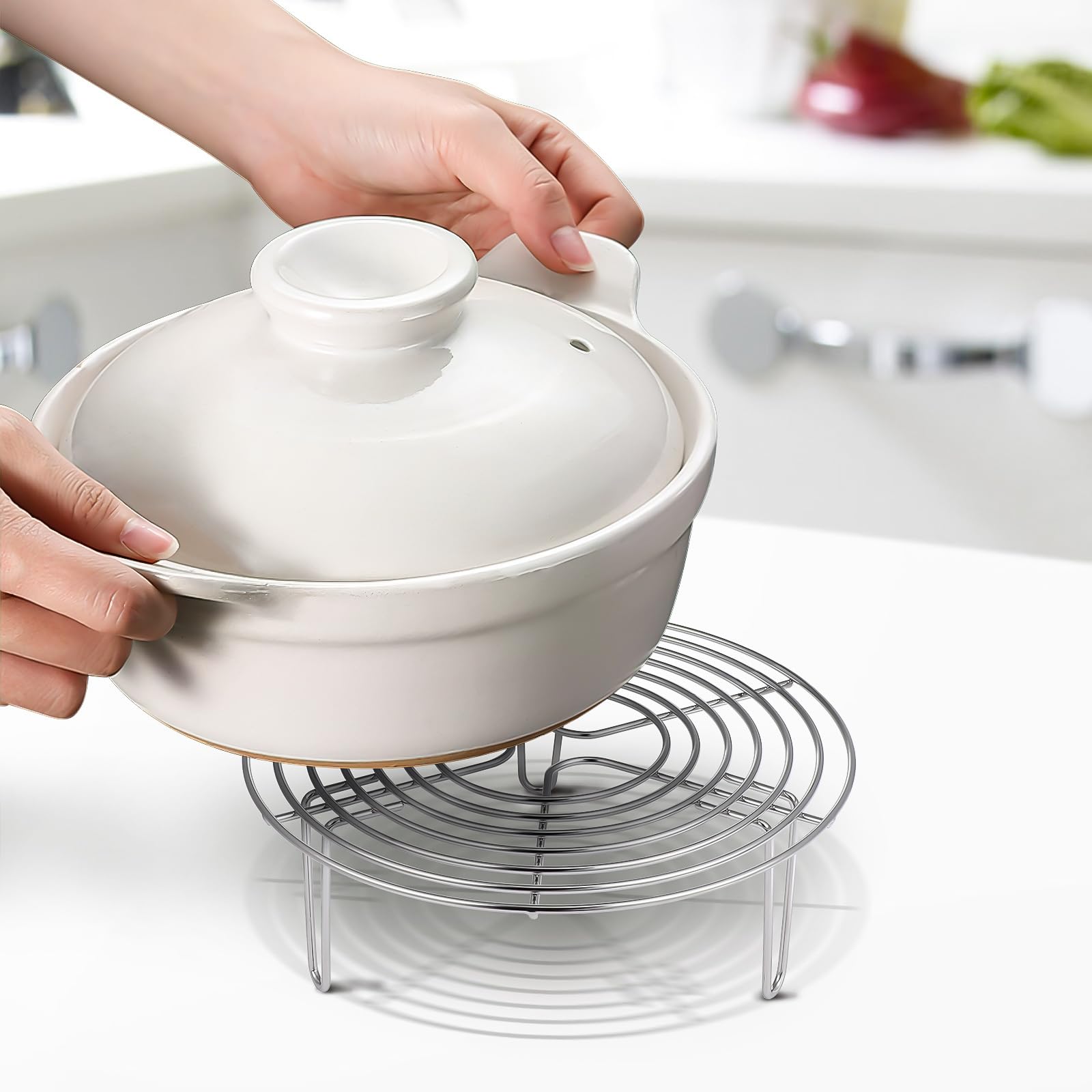 Premium Stainless Steel Steamer Insert & Cake Rack - 10 Inch Round Cooking Stand for Pots, Baking, Roasting | Multi-Purpose Cooling Rack for Steaming, Baking, Roasting & Serving Dishes