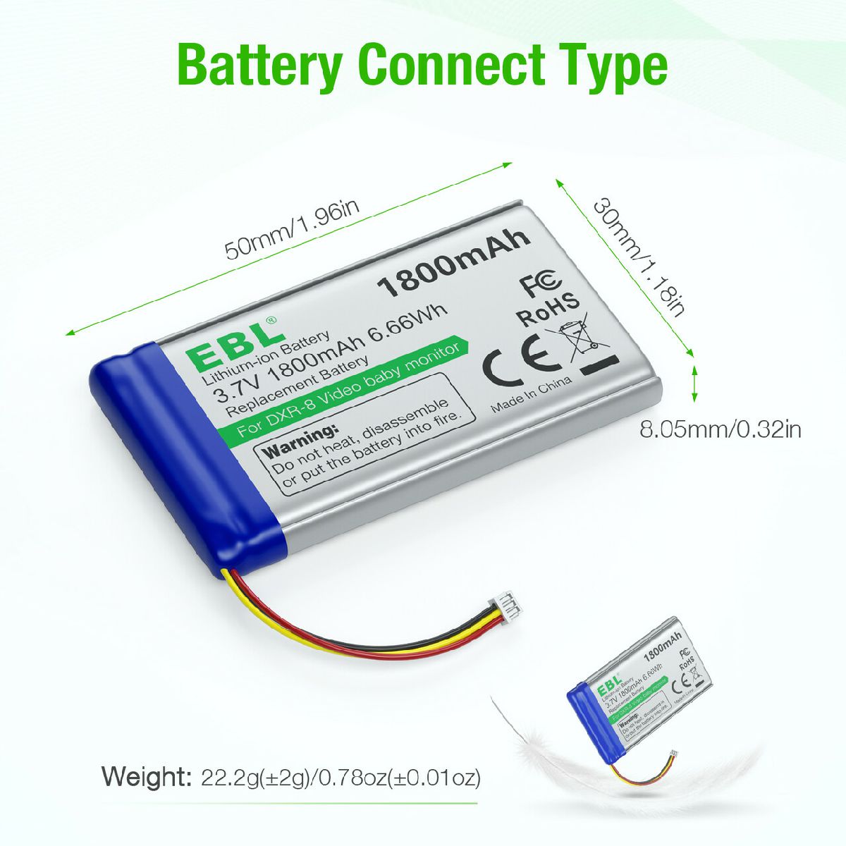 EBL 3.7V Replacement Battery for DXR 8 Video Baby Monitors - Compatible with SP 803048 - Long Lasting Power for Baby Monitoring - Perfect for Nursery, Home Security & Nighttime Use