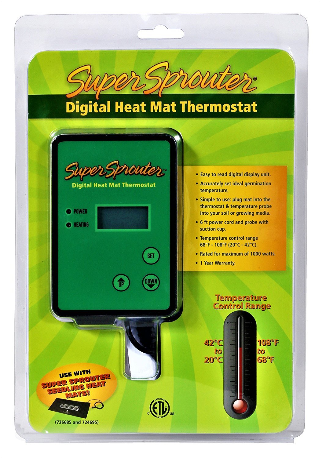 Super Sprouter Seedling Heat Mat with Digital Thermostat - Precise Temperature Control for Seed Germination & Plant Cuttings | Ideal for Indoor Gardening, Hydroponics & Greenhouse Seed Starting