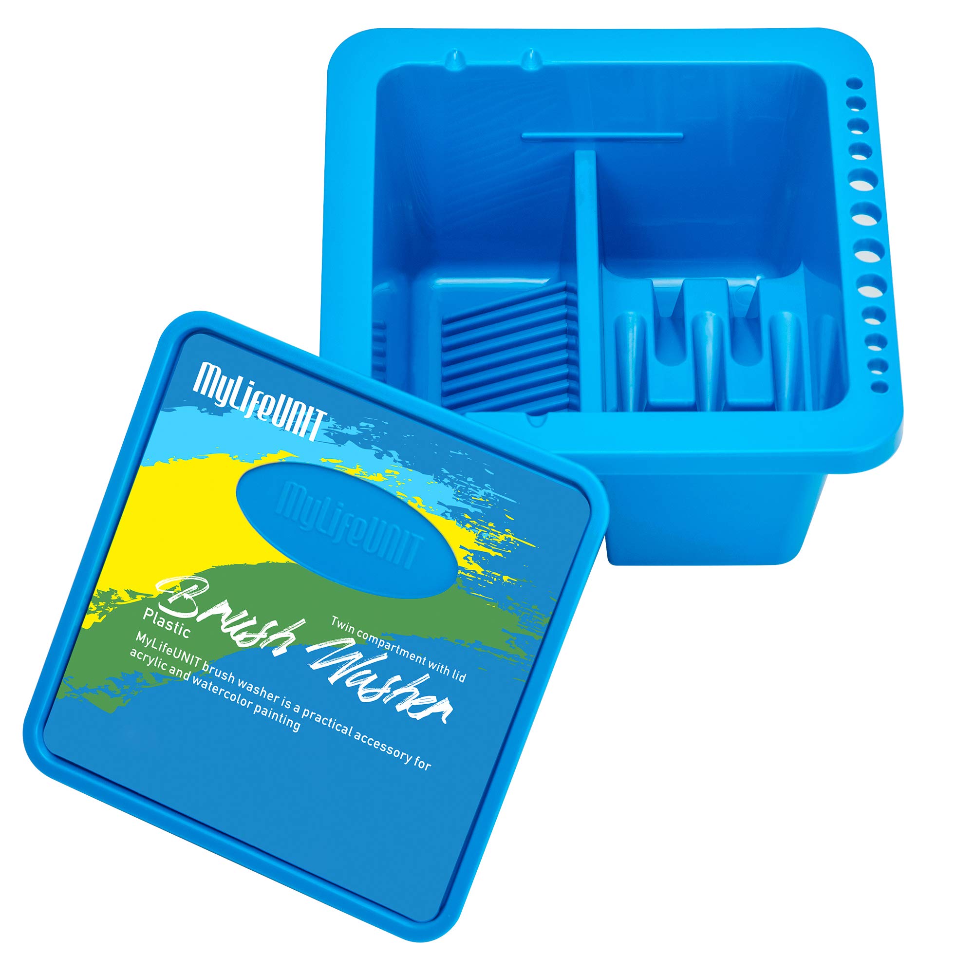 MyLifeUNIT Paint Brush Cleaner & Holder Organizer for Acrylic, Watercolor & Water-Based Paints - Blue | Artist Brush Storage Solution for Painting Studio, Classroom & Home Art Supplies