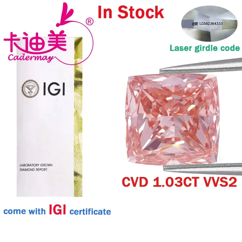 Premium Cushion Cut Fancy Pink VVS2 Clarity CVD Lab-Grown Diamond Loose Stone - Ideal for Wedding Jewelry, Engagement Rings & Fine Jewelry Making (1-5ct) | Ethical, Conflict-Free Gemstone for Bridal & Special Occasion Jewelry Designs
