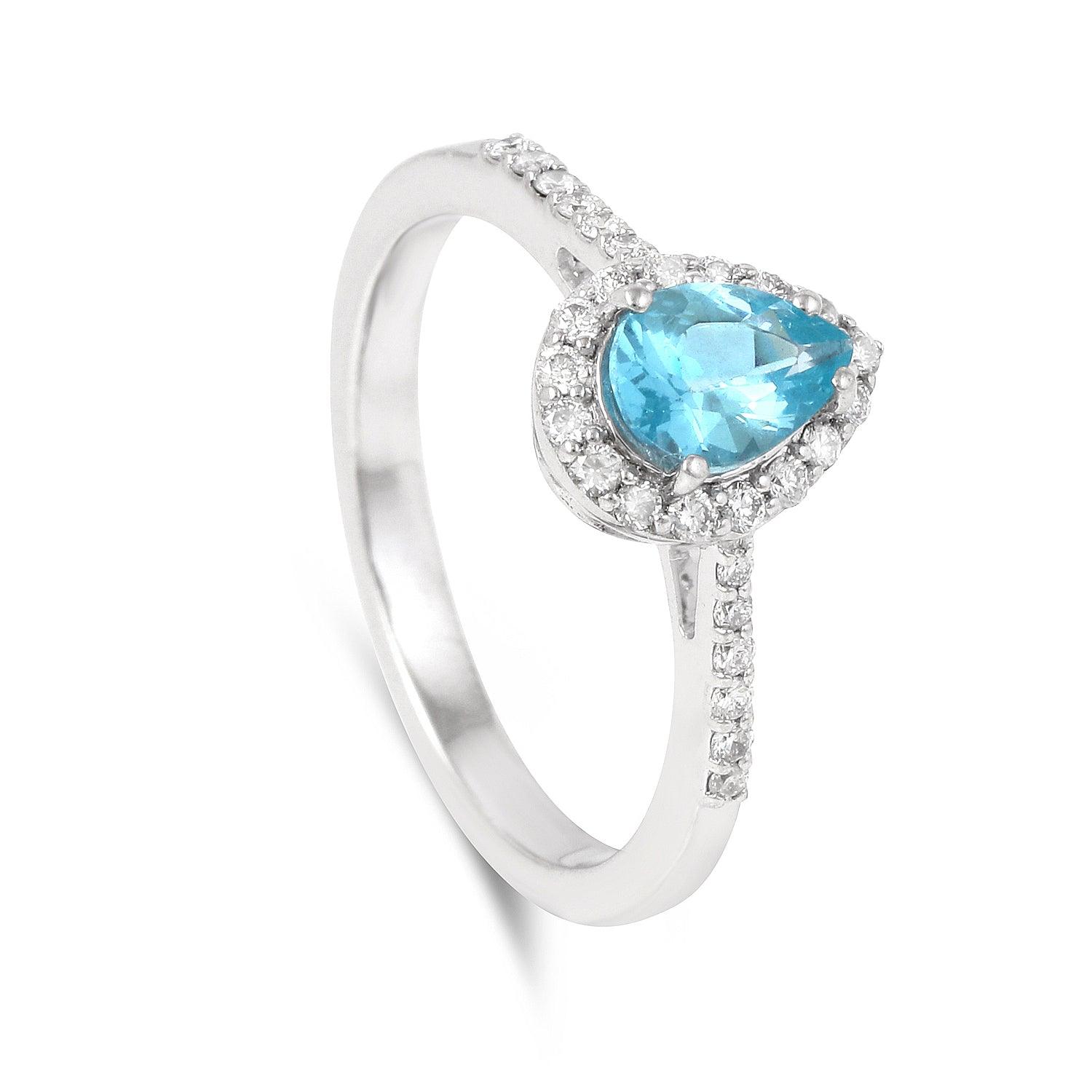 Natural Paraiba Apatite Teardrop Ring - 925 Sterling Silver Handmade Jewelry for Women, Elegant Gift for Birthday, Anniversary & Special Occasions