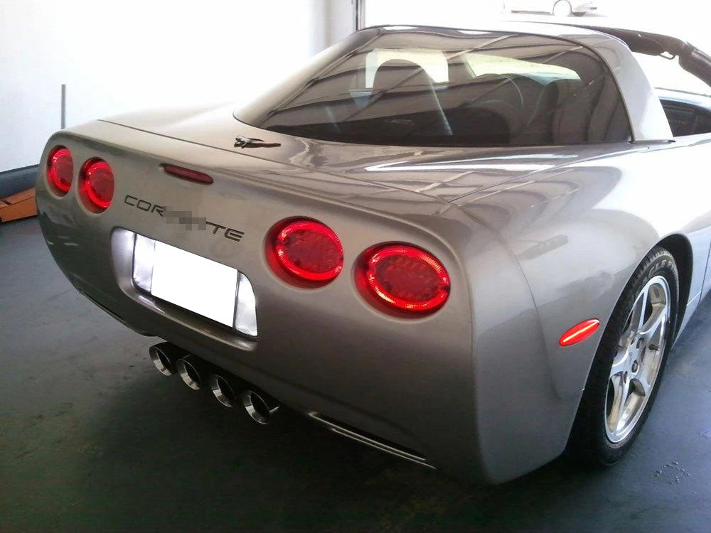 Clear Lens Full LED Strip Rear Side Marker Light Kit for 1999-2004 Chevy C5 Corvette - High Visibility Nighttime Safety & Custom Styling Upgrade