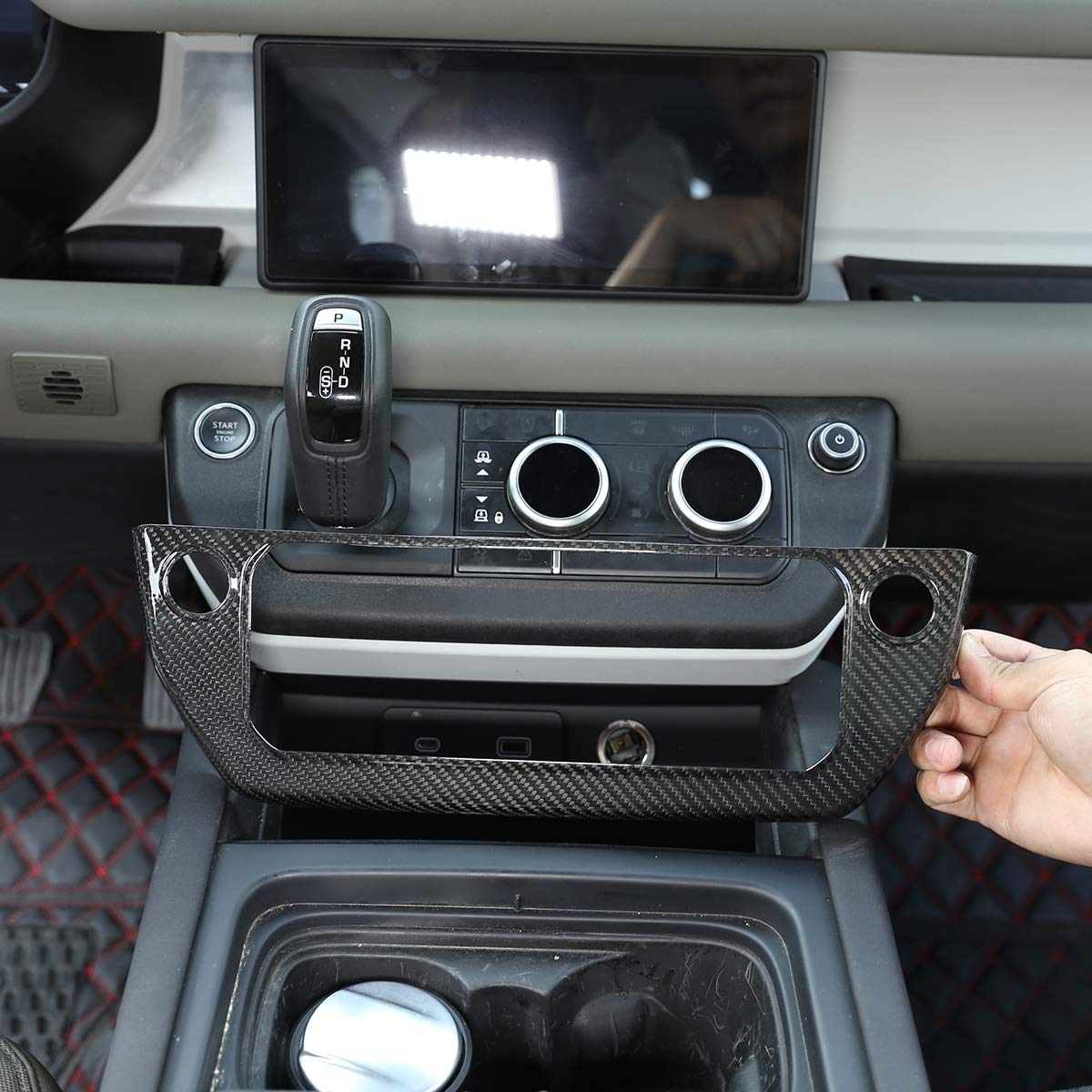 100% Real Carbon Fiber Center Control AC Mode Button Frame for Land Rover Defender 110 & 130 (2020-2021) | Premium Car Interior Accessories | Perfect for Off-Roading & Luxury Upgrades