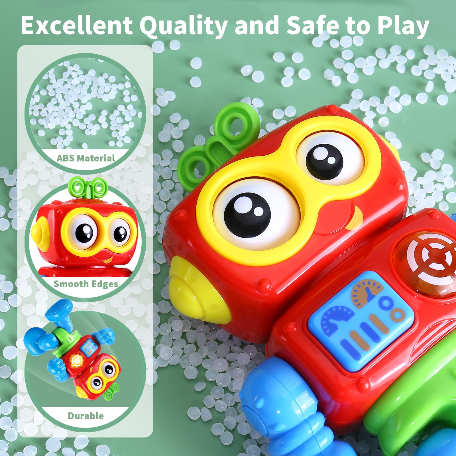 Yerloa Interactive Learning Robot Toy for Toddlers 1-2 Years Old - Light Up, Music & Travel Friendly Baby Boy Gift for Christmas Stocking Stuffers & Birthday - Perfect for 12-18 Month Olds' Early Education & Playtime