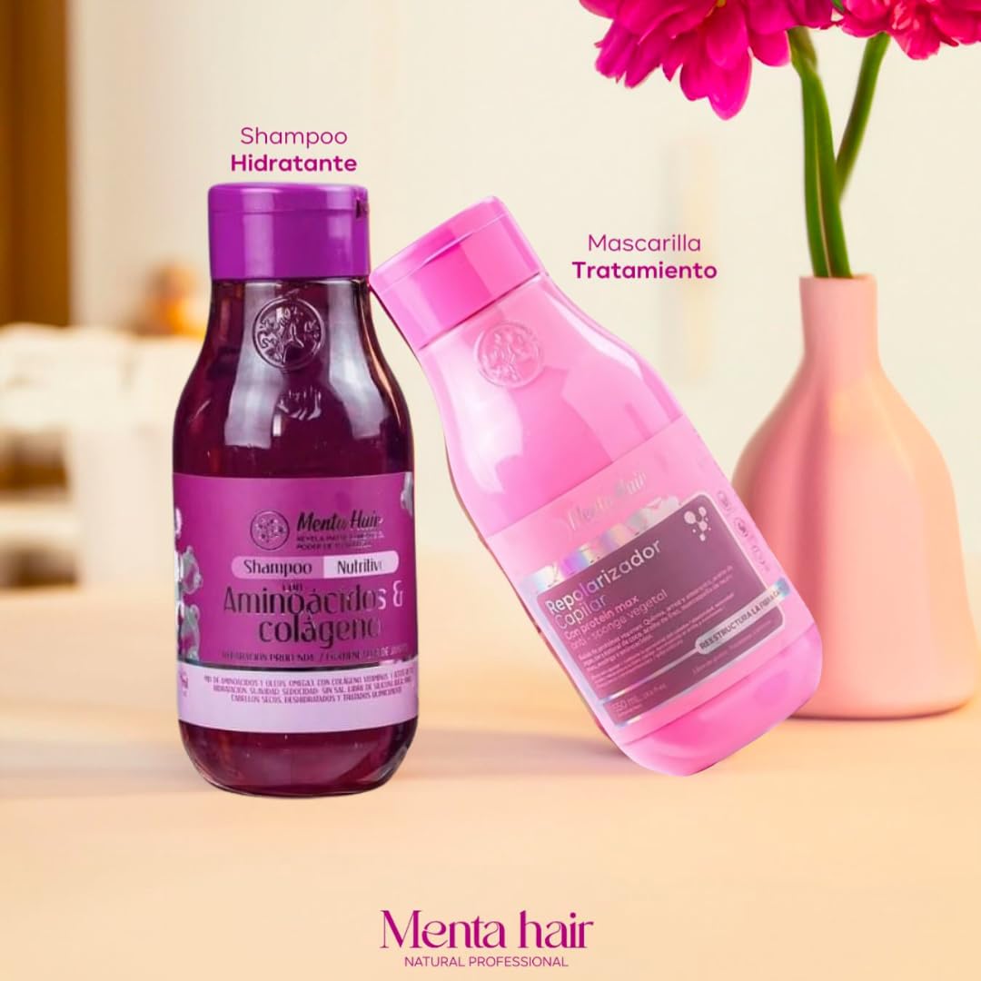 Isarena Beautylines 2 Pack Vegan & Organic Shampoo & Conditioner Set with Collagen & Amino Acids, 550ml - Mint Scented, Salt-Free, Safe for Color-Treated & Chemically Straightened Hair - Perfect for Damaged Hair Repair & Daily Hydration
