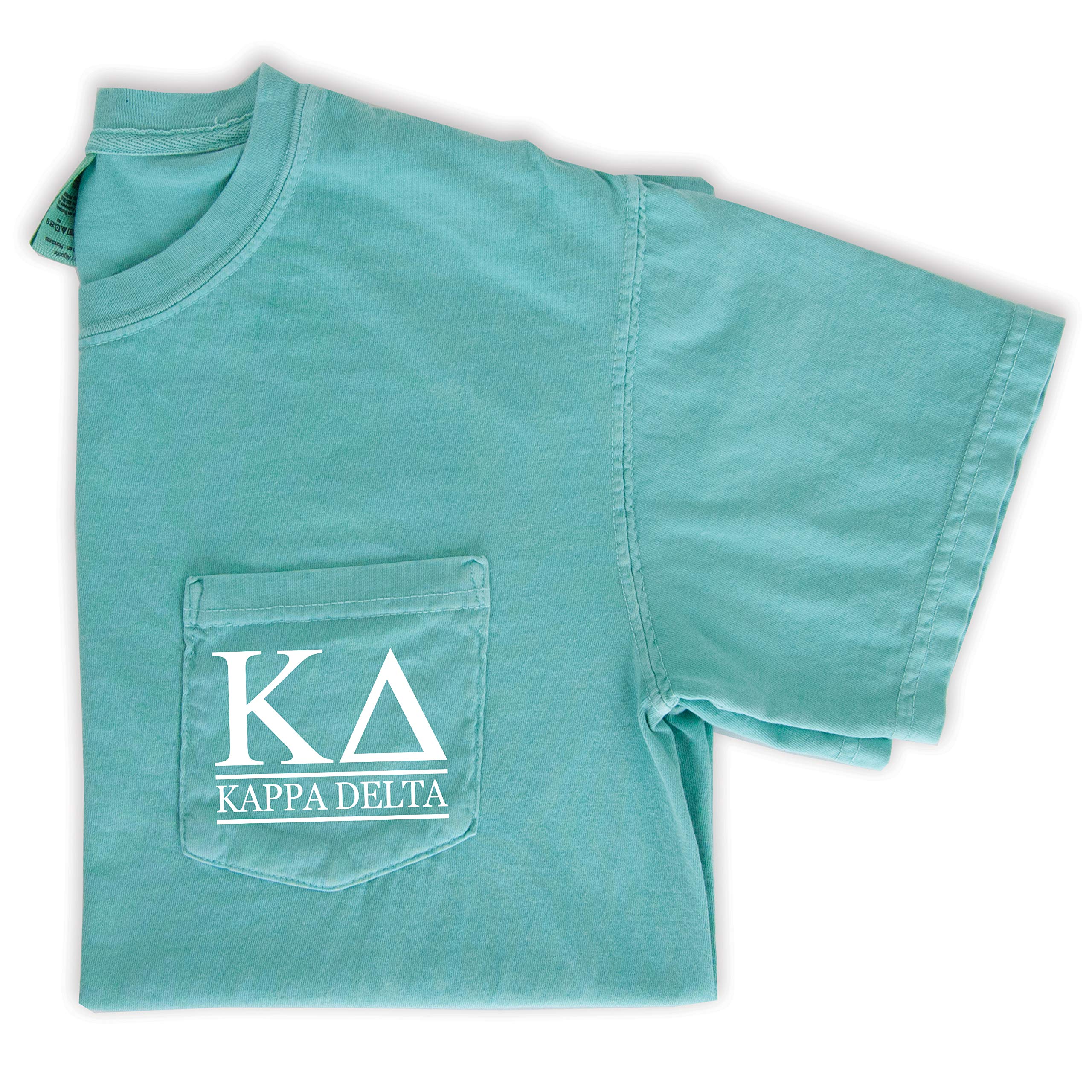 Kappa Delta Sorority Block Letters Pocket T-Shirt - Comfort Colors Crewneck Tee for Greek Life, College Events & Sisterhood Bonding