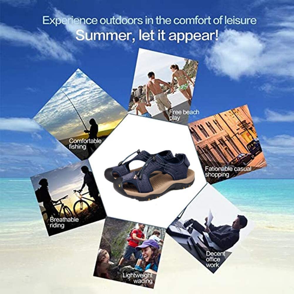 Asifn Men's Outdoor Hiking Leather Sandals - Waterproof Closed Toe Sport Slides for Walking, Fishing, Climbing & Summer Activities | Perfect for Beach, Pool, Camping & Water Sports
