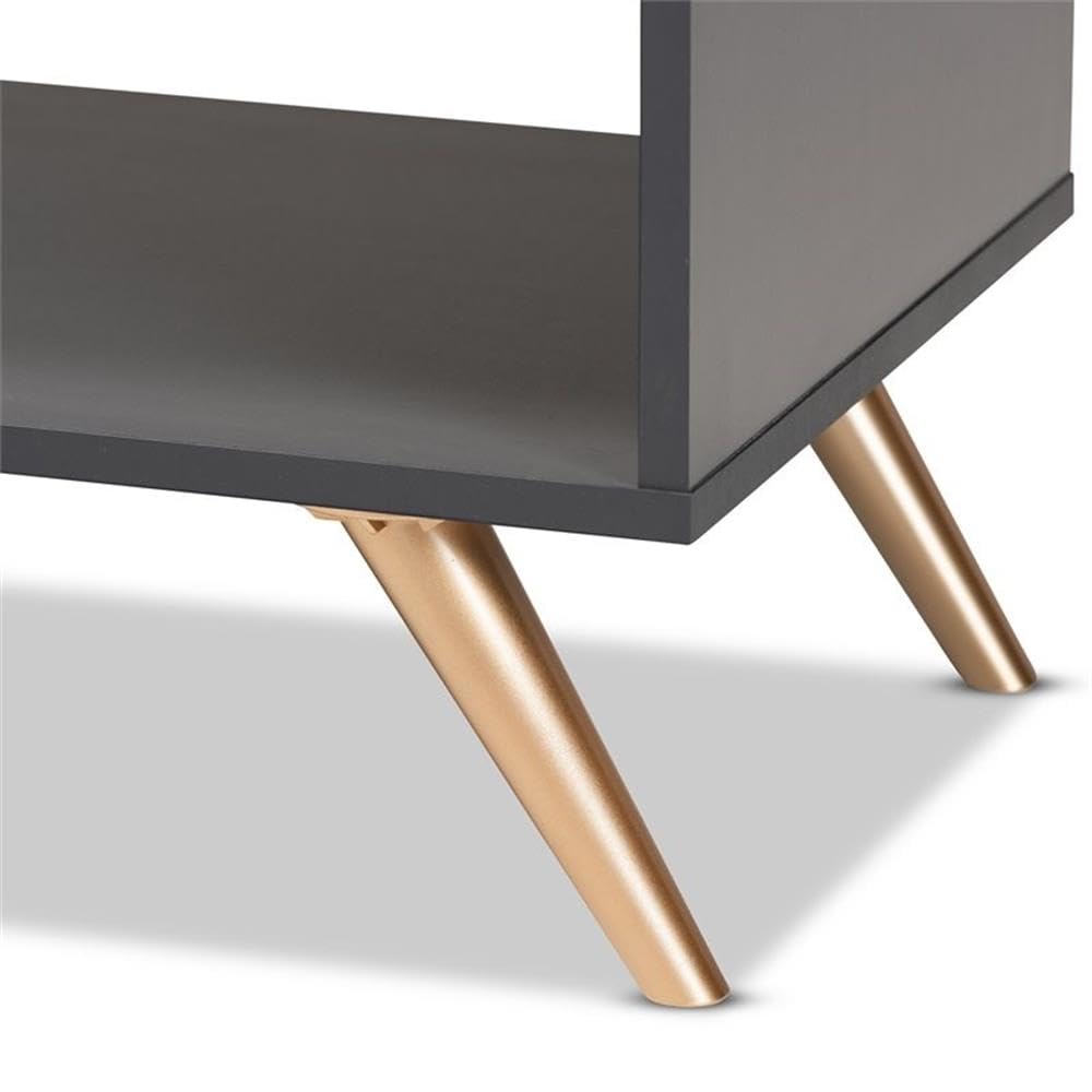 BOWERY HILL Dark Grey and Gold Finished Wood Coffee Table - Modern Living Room Furniture for Small Spaces, Home Decor Centerpiece - Perfect for Apartments, Condos & Cozy Homes