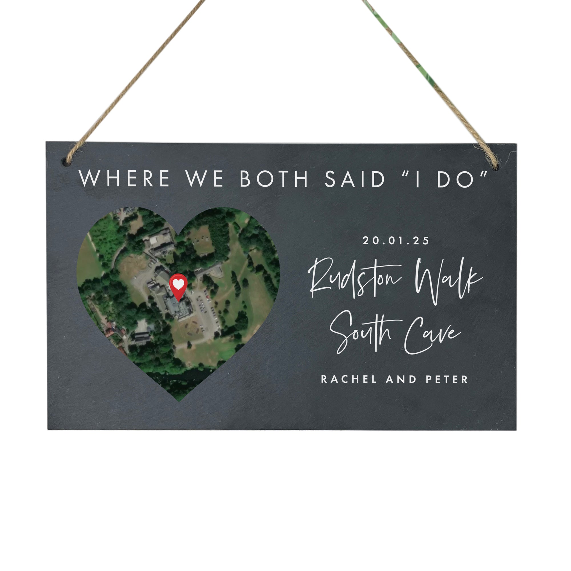 Personalized Heart Map Location Slate Hanging Plaque - 10x6 Inches - Custom Coordinates Gift for Anniversary, Wedding, Valentine's Day - Perfect for Home Decor & Romantic Keepsakes