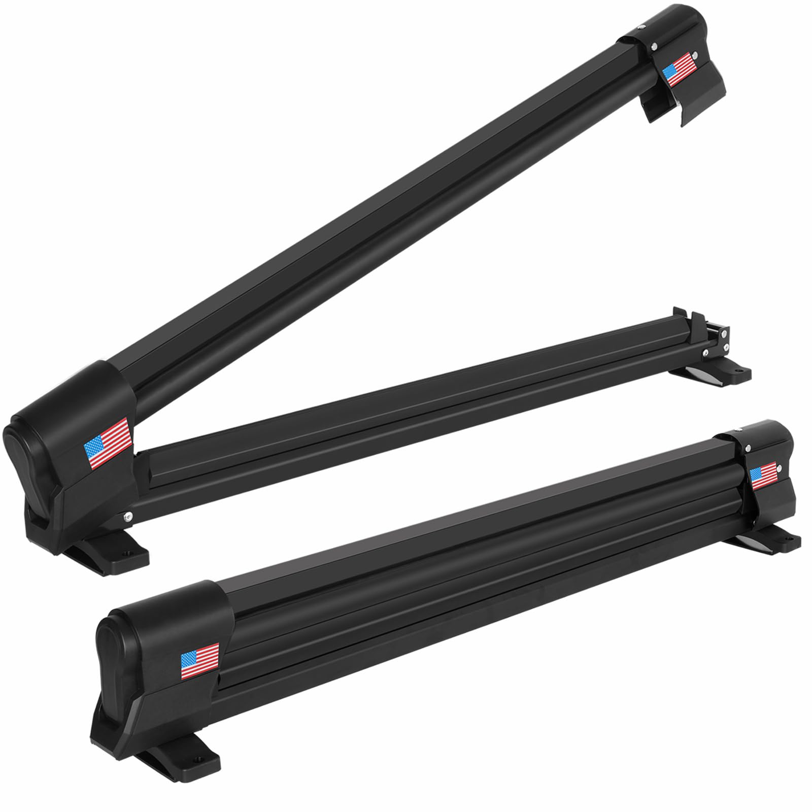 Heavy-Duty Aluminum Ski and Snowboard Rack for Roof Rack - Extended Version with Key Lock Security Holds 6 Pairs of Skis or 4 Snowboards - Perfect for Winter Sports, Mountain Trips, and SUV/Car Roof Storage (Black)