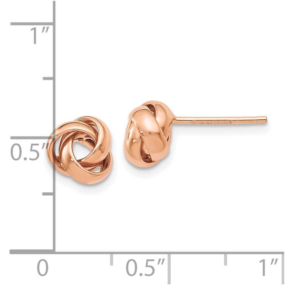 14k Rose Gold Black Bow 7mm Polished Love Knot Post Earrings – Perfect for Weddings, Anniversaries, and Romantic Gifts
