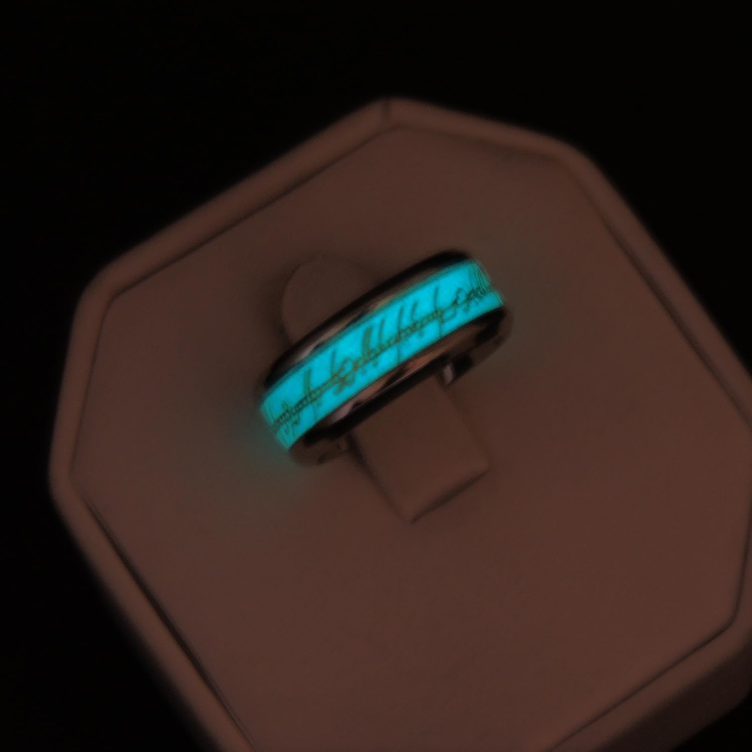 Glow in The Dark Stainless Steel Wedding Ring for Men & Women - 8mm Wide Matching Couple Bands - Durable Black One Ring Set - Perfect Gift for Birthday, Anniversary & Holidays - Ideal for Nighttime Wear & Romantic Occasions