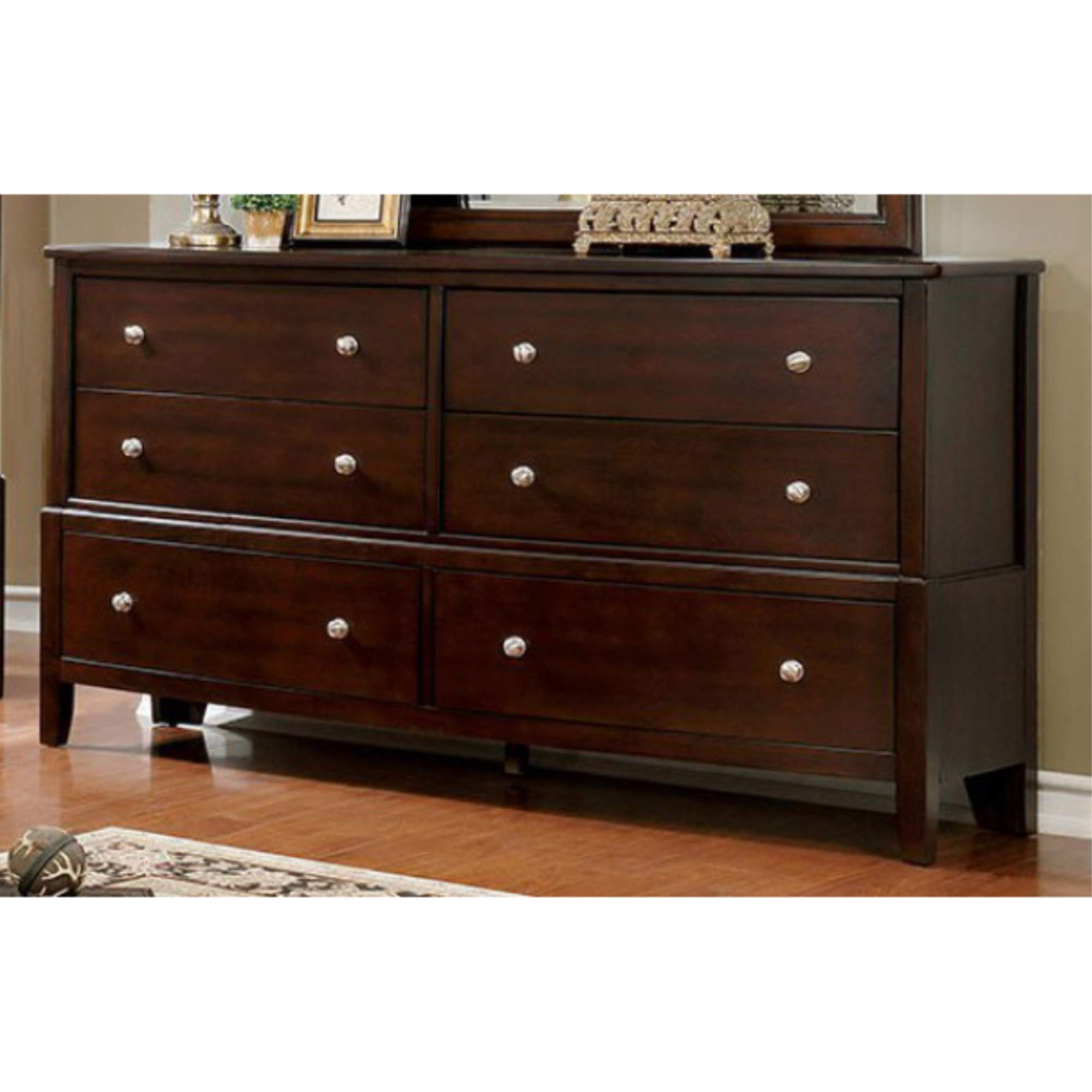 Benjara Benzara Transitional Style Wooden Dresser with 6 Drawers - Brown Wood Bedroom Dresser for Storage & Organization - Perfect for Master Bedroom, Guest Room or Nursery