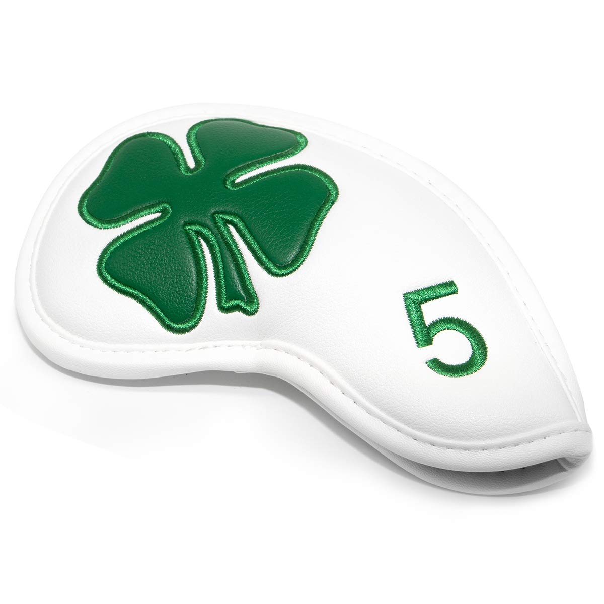 Premium Leather Golf Iron Head Covers Set of 10 - Lucky Clover Design with Secure Magic Tape for All Brand Clubs | Protective Club Covers for Travel & Storage | Ideal Gift for Golf Enthusiasts