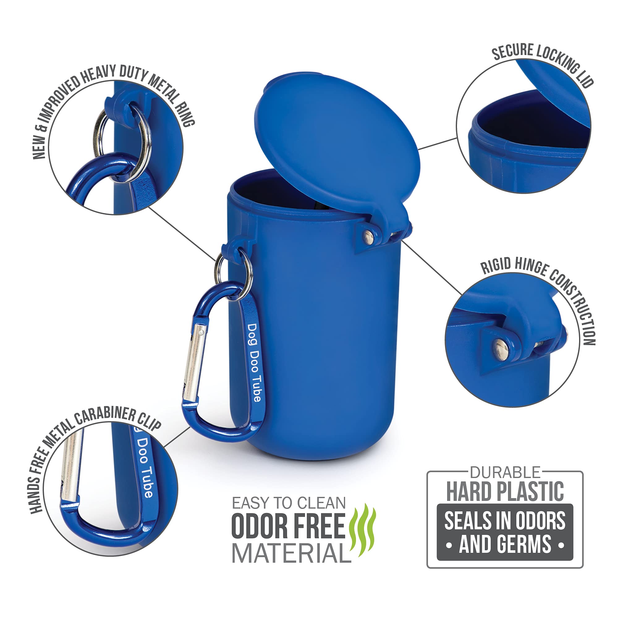 **Eco-Friendly Reusable Dog Waste Bag Holder - Odor & Germ Proof Dog Poop Tube Dispenser for Clean Walks (Blue) - Perfect for Park Visits, Hiking & Daily Dog Walks**