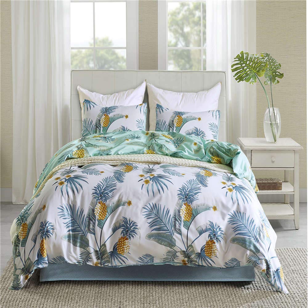 TOPCHANCES Botanical Print Comforter Set - 100% Microfiber King Size Bedding (Color #095) | Soft & Breathable for All Seasons | Perfect for Master Bedroom, Guest Room & Dorm Decor