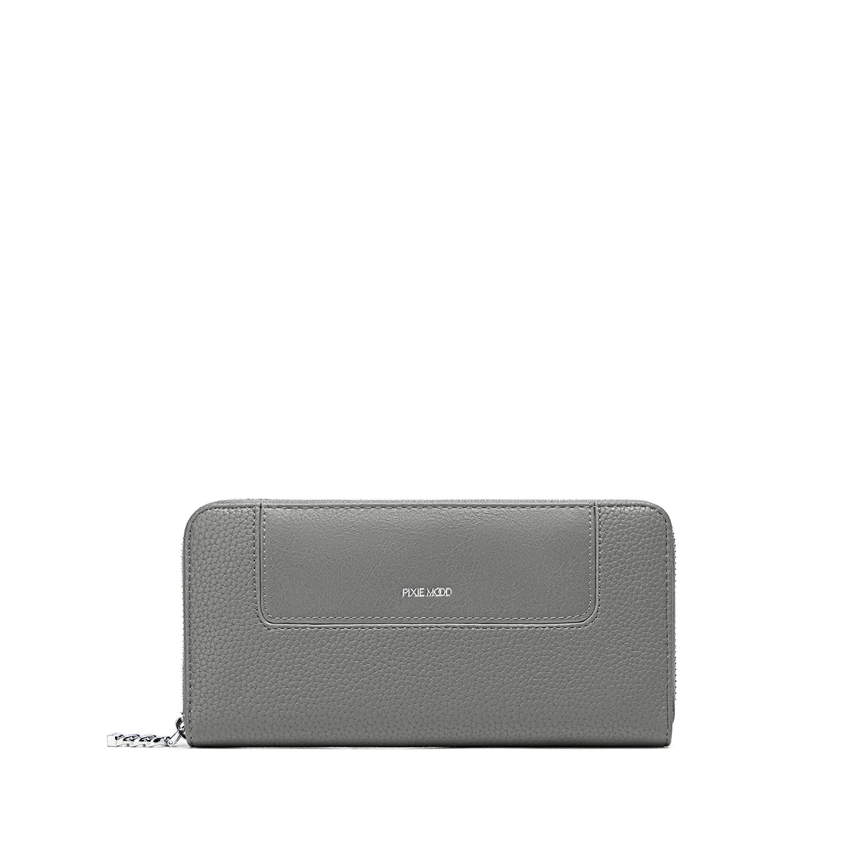 Mae Zip Wallet Bag in Grey Pebbled Leather - Stylish Crossbody Purse for Women, Perfect for Travel, Shopping & Everyday Use