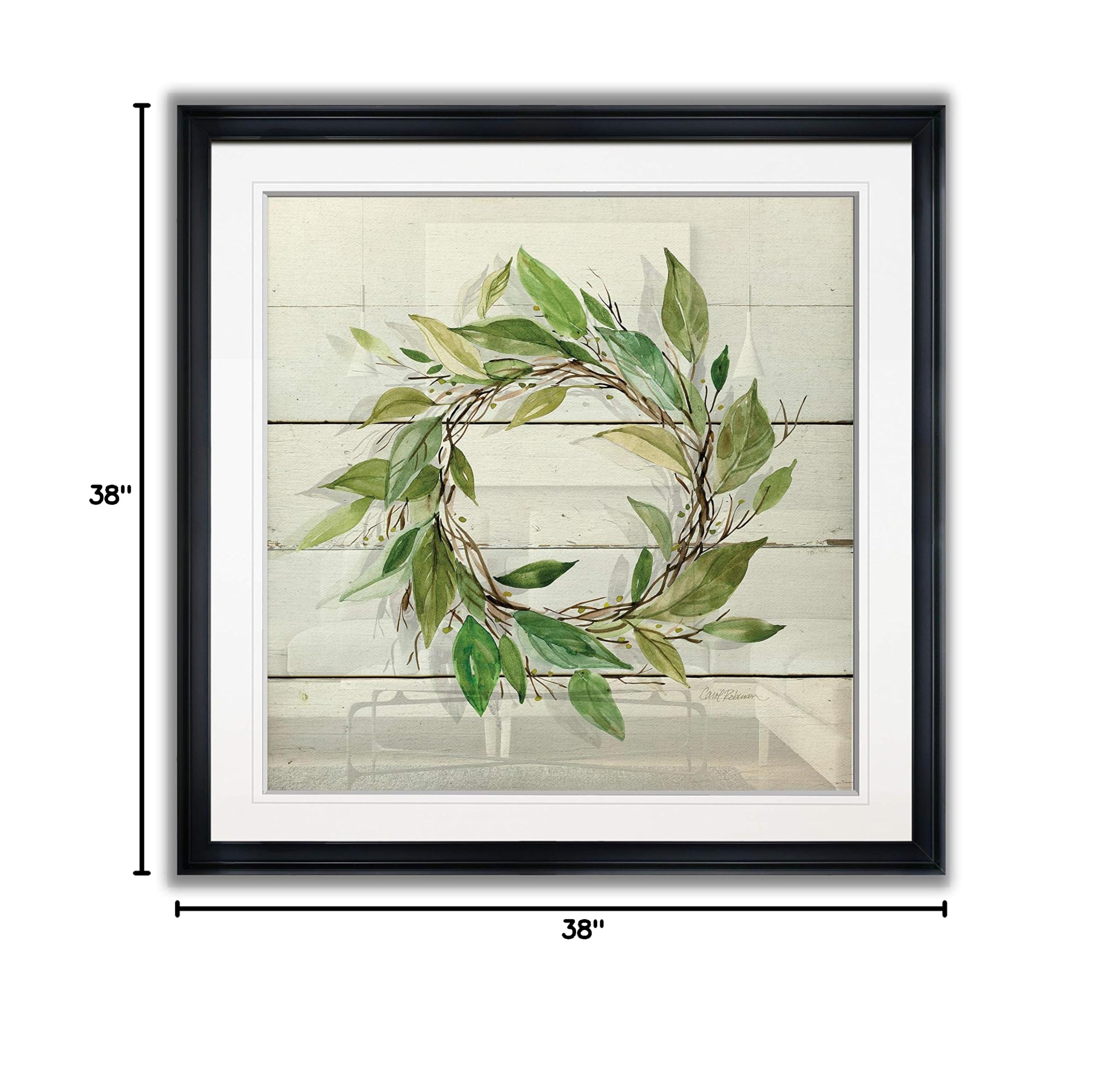 Carol Robinson Bay Leaf Wreath Painting - Framed Giclee Canvas Wall Art Print on Wood - Modern Home Decor for Living Room, Bedroom & Office