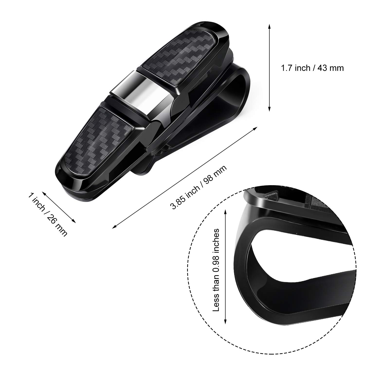 4 Pcs Car Sunglasses Holder for Sun Visor - 180° Rotational Double-End Clip Glasses Hanger with Ticket Card Mount - Universal Car Visor Accessories (Silver) - Perfect for Driving, Travel & Outdoor Activities