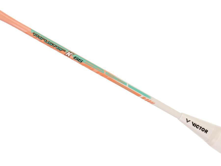 VICTOR Thruster K 66 Badminton Racket - Ultra Lightweight 66g Carbon Fiber Shaft with Grip - Pink (TK-66) for Professional & Recreational Players - Perfect for Singles & Doubles Matches