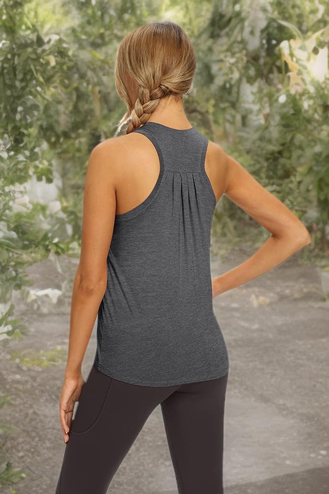 Women's High Neck Racerback Tank Tops - Mippo Loose Fit Workout & Yoga Shirts for Gym, Running, and Fitness Activities