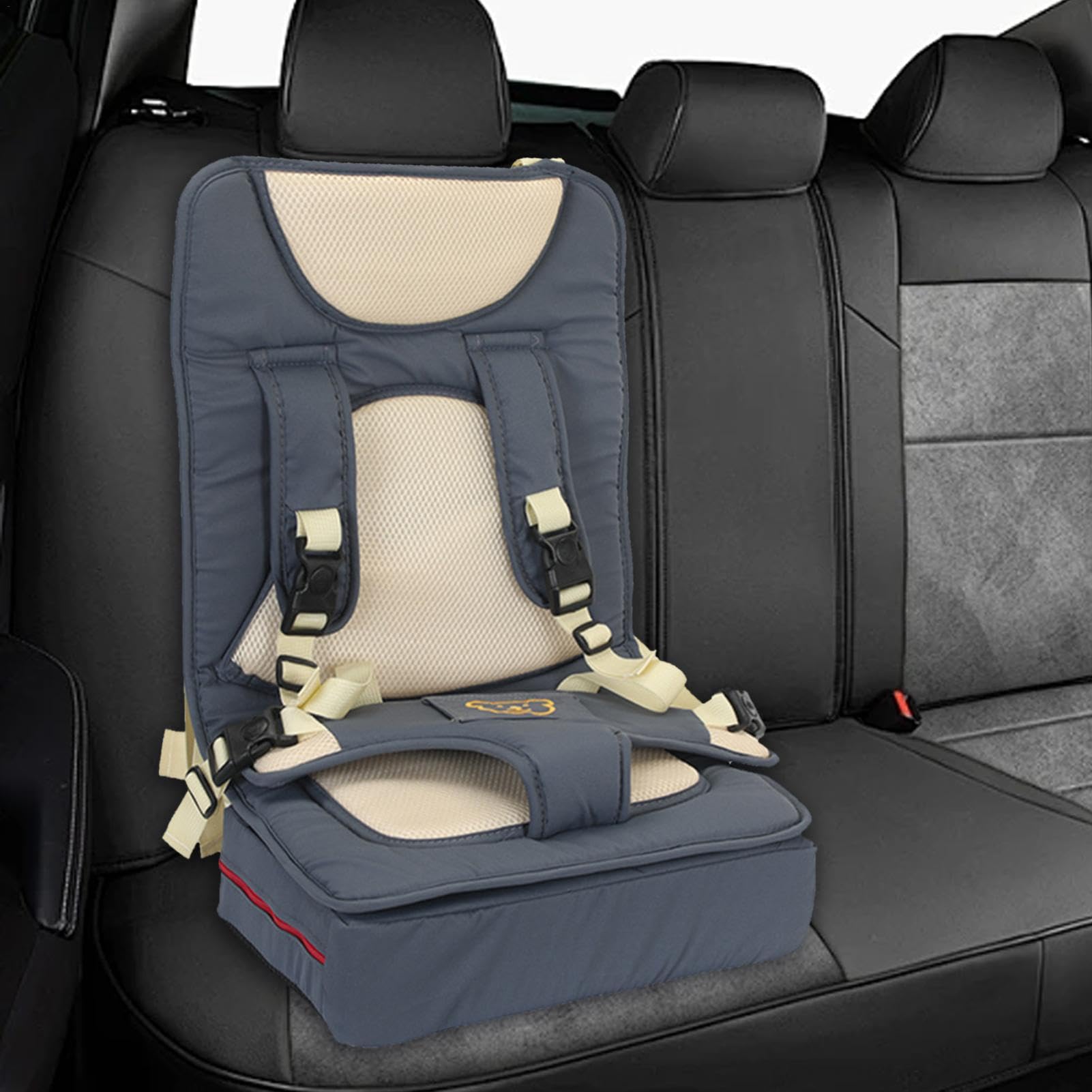 Safe & Adjustable Kids Car Seat with Fixed Belt Design - Portable Booster Seat Cushion for Extra Legroom - Perfect for Travel, Shopping Carts & Long Car Rides
