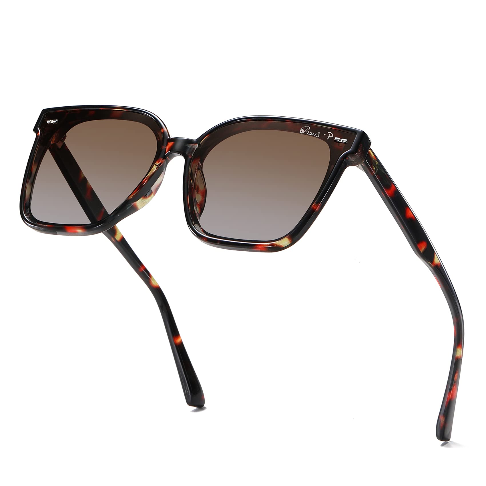 Bevi Square Polarized Sunglasses for Women & Men - UV 400 Protection Retro Vintage Shades - Perfect for Driving, Beach & Outdoor Activities