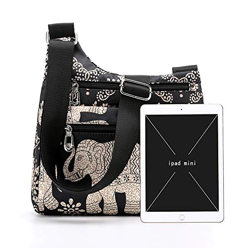 Floral Print Nylon Crossbody Bag for Women - Multi-Pocket Travel Shoulder Purse with Secure Zipper - Perfect for Daily Use, Shopping & Vacation Accessories