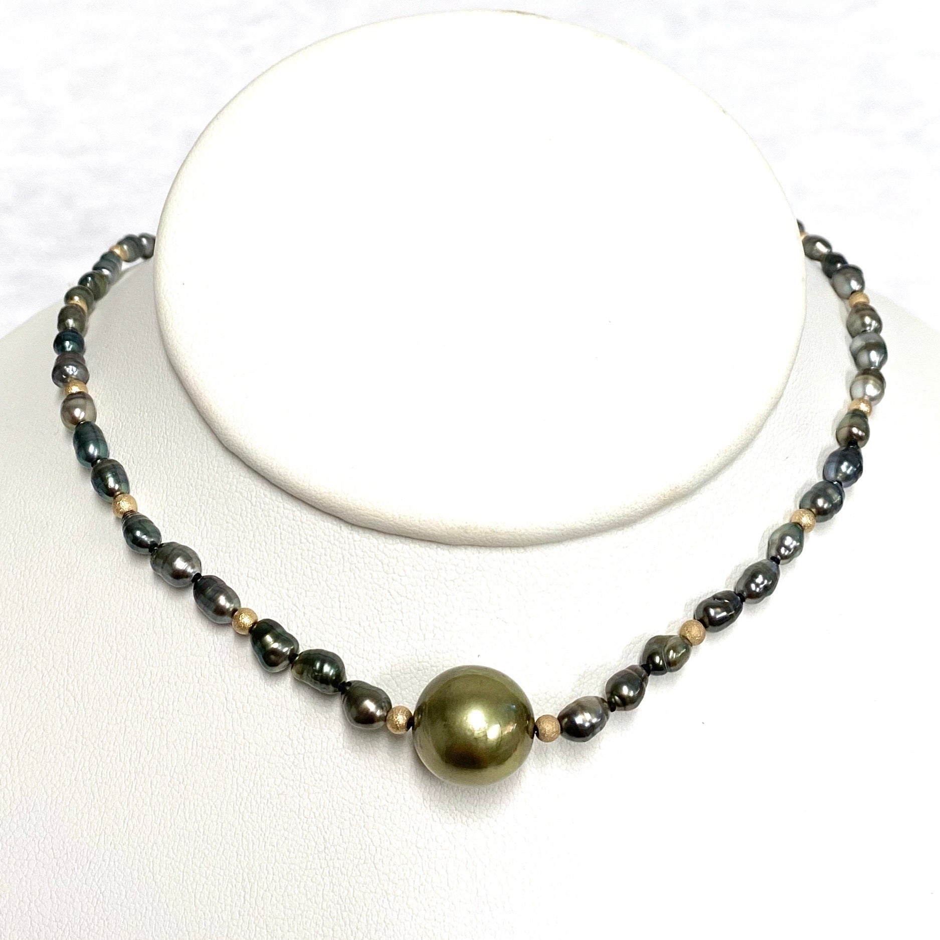 TARA Necklace with Keshi and Pistachio Tahitian Pearls - Elegant Jewelry for Women, Perfect for Weddings, Parties & Special Occasions
