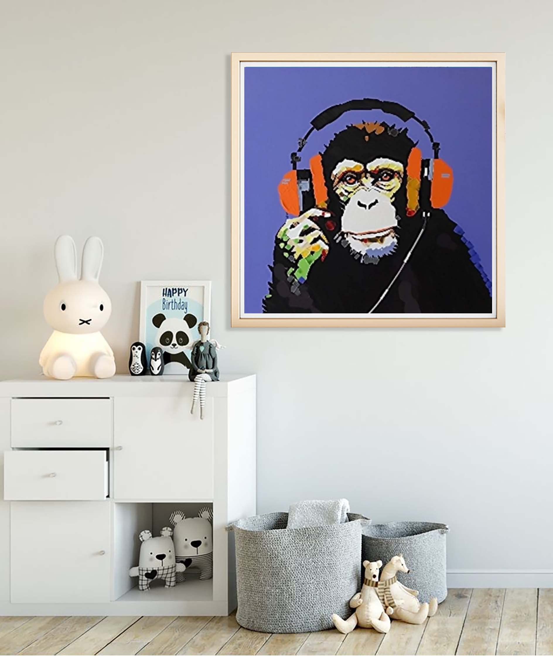DIY Monkey Paint by Numbers Kit for Kids & Adults - 20x20 Inch Animal Acrylic Oil Painting Art Set for Beginners - Home Wall Decor, Stress Relief & Creative Gift Idea
