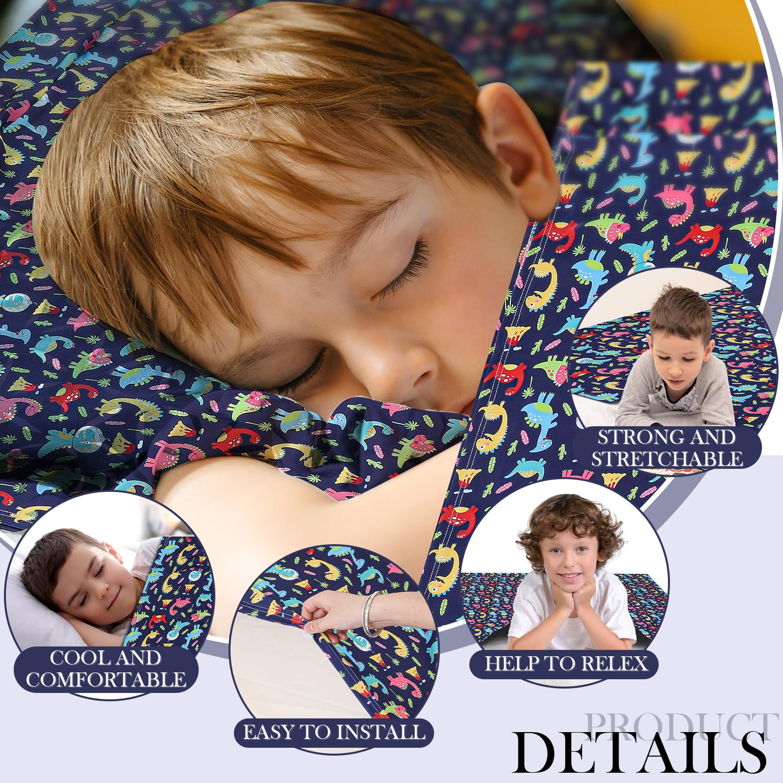 Dinosaur Sensory Sheet for Kids & Adults - Twin Size Breathable Stretchy Comfortable Bedding | Calming Compression Blanket for Toddlers, Autism & Anxiety Relief | Perfect for Christmas Gifts, Sleep Therapy & Sensory Rooms