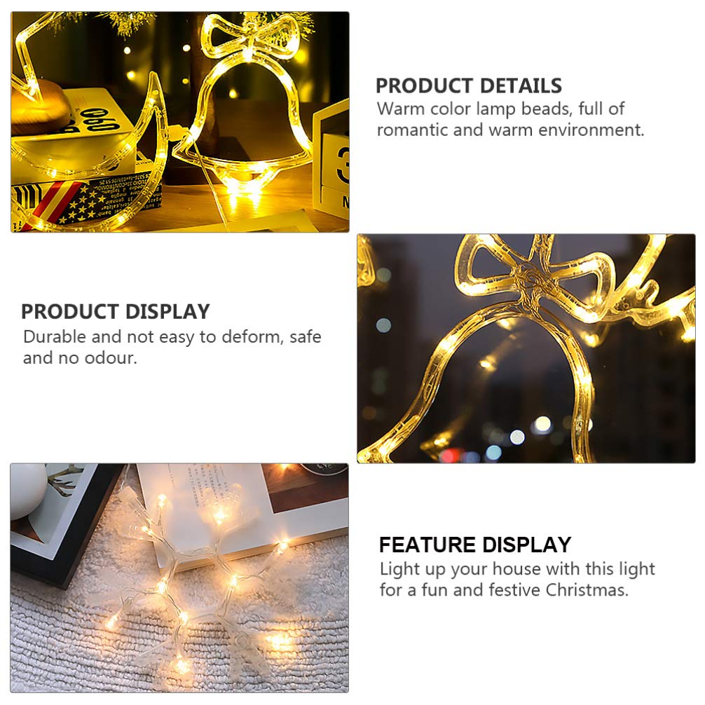 4-Pack Christmas Window Lights with Suction Cups - LED Copper Wire Hanging Lights for Xmas Tree Decor, Indoor/Outdoor Wall Sconce - Perfect for Holiday Home Decor, Bedroom, Living Room & Party Lighting