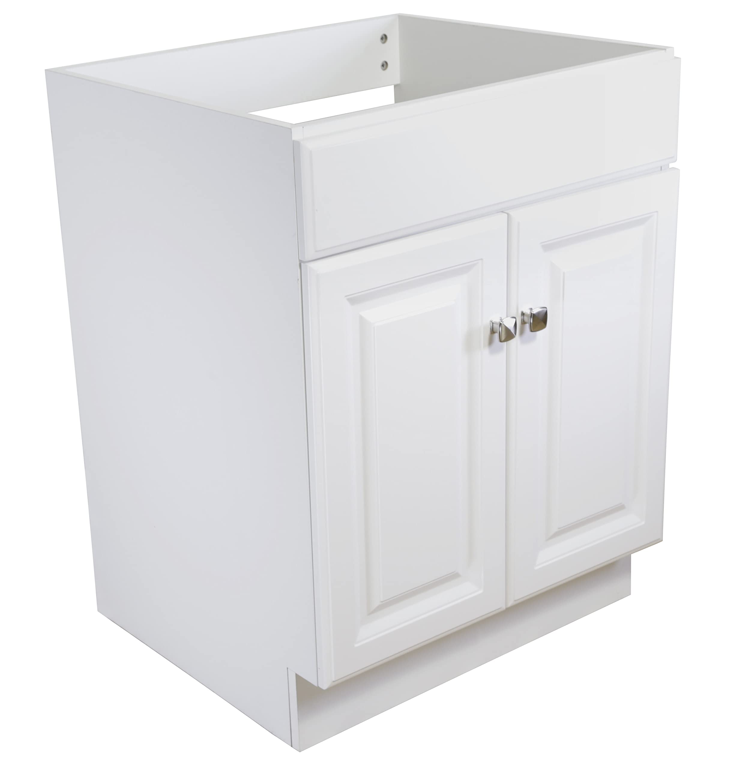 Wyndham 24 Inch Unassembled 2-Door Bathroom Vanity Without Top in White - Modern Bathroom Storage Cabinet for Small Spaces | Perfect for Apartments, Powder Rooms & Guest Baths