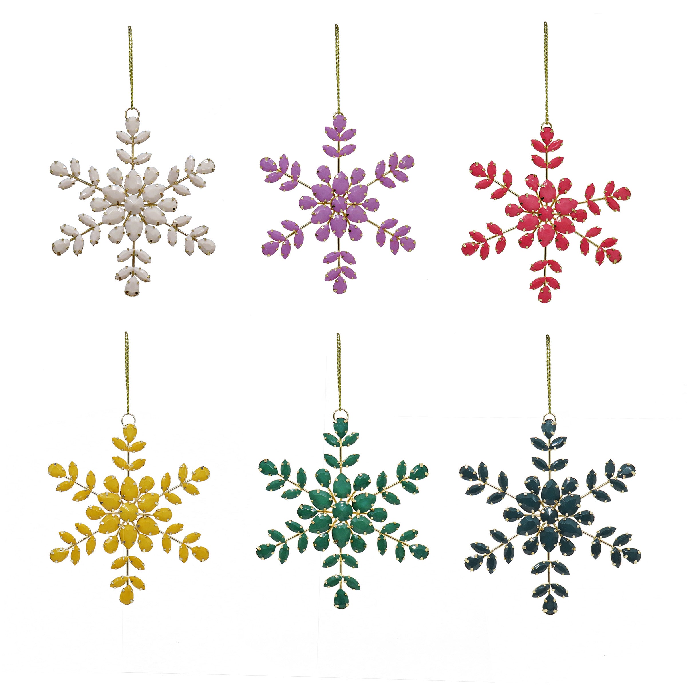 6-Piece HGTV Home Collection Beaded Snowflake Ornaments - Elegant Christmas Tree Decorations for Holiday Home Decor & Party Gift Ideas