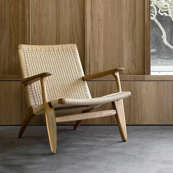 Modern Danish Design Coastal Lounge Chair - Japandi Outdoor Patio Armchair by Hans Wegner | Perfect for Beach Houses, Poolside Relaxation & Scandinavian-Inspired Gardens