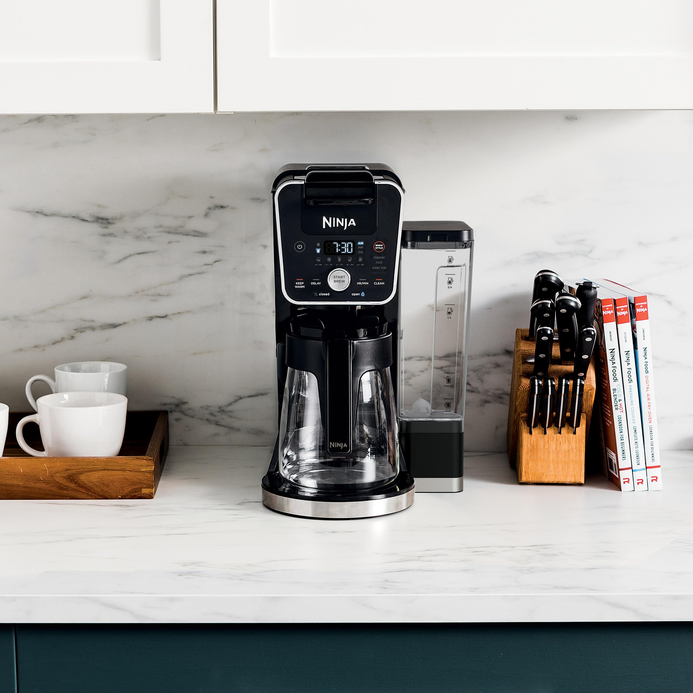 Ninja CFP451CO DualBrew System 14-Cup Coffee Maker - Single-Serve Pods & Grounds Compatible, 4 Brew Styles, Built-In Fold Away Frother, 70oz Water Reservoir & Carafe - Black (Renewed) - Perfect for Home, Office, and Entertaining Guests