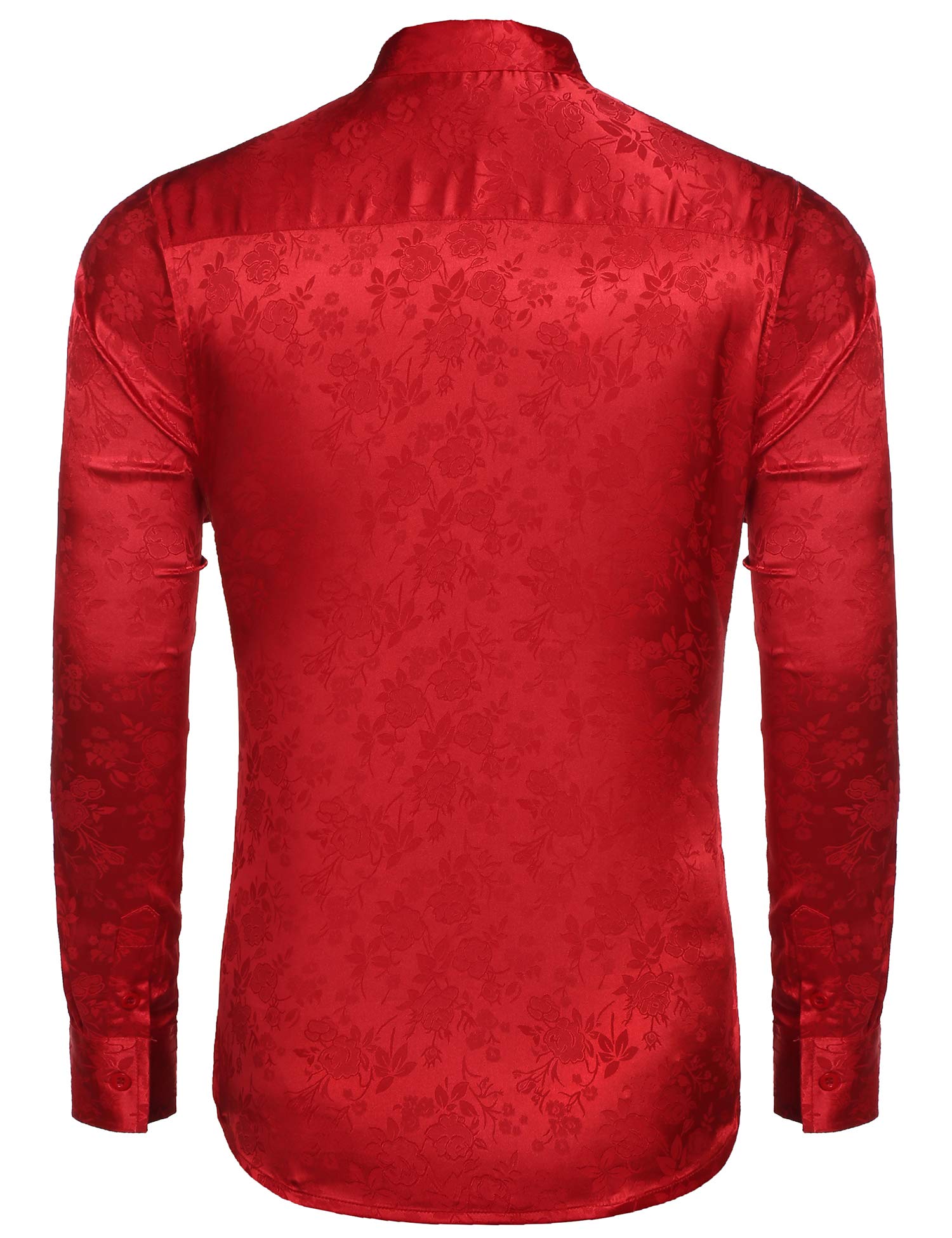 COOFANDY Men's Silk Satin Dress Shirt - Jacquard Long Sleeve Floral Button Down Shirt for Wedding, Prom, Party & Formal Occasions | Elegant Business & Evening Wear
