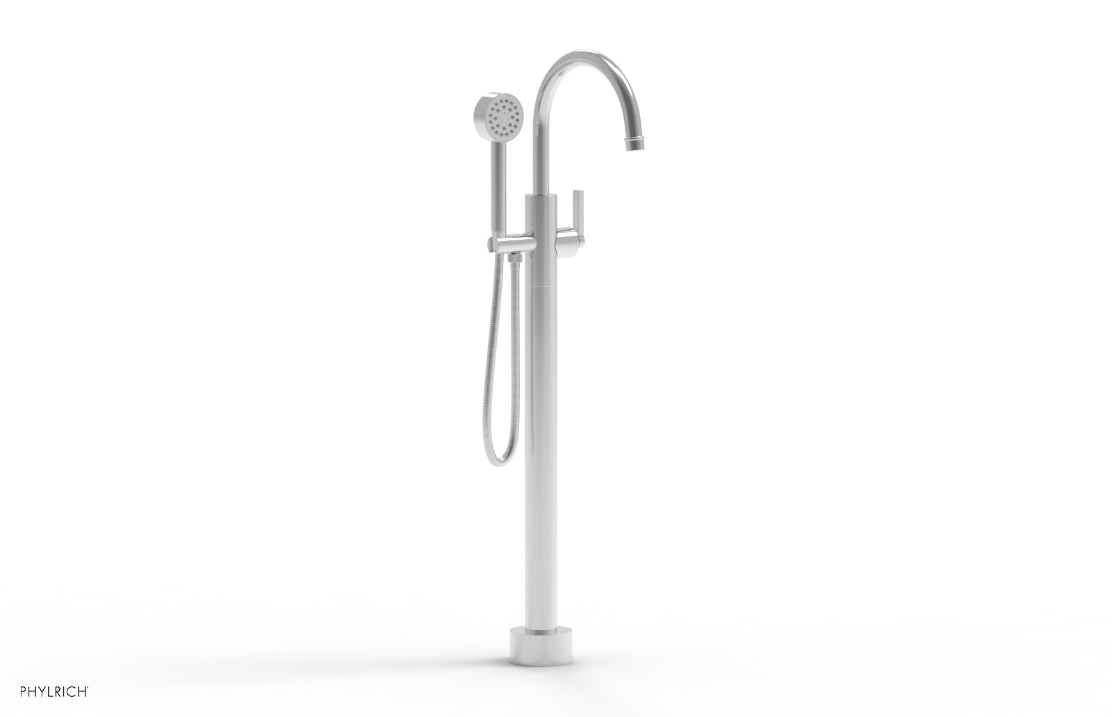 HEX MODERN Tall Floor Mount Tub Filler with Lever Handle & Hand Shower - Model 501 47 01 - Perfect for Luxury Bathroom Renovations & Spa-Like Showers