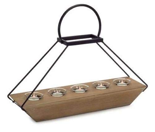 Melrose 15-Inch Framed Petite Candle Holder with 5 Votive Cups & Carrying Handle - Elegant Home Decor for Dining Table, Wedding Centerpiece, and Romantic Ambiance