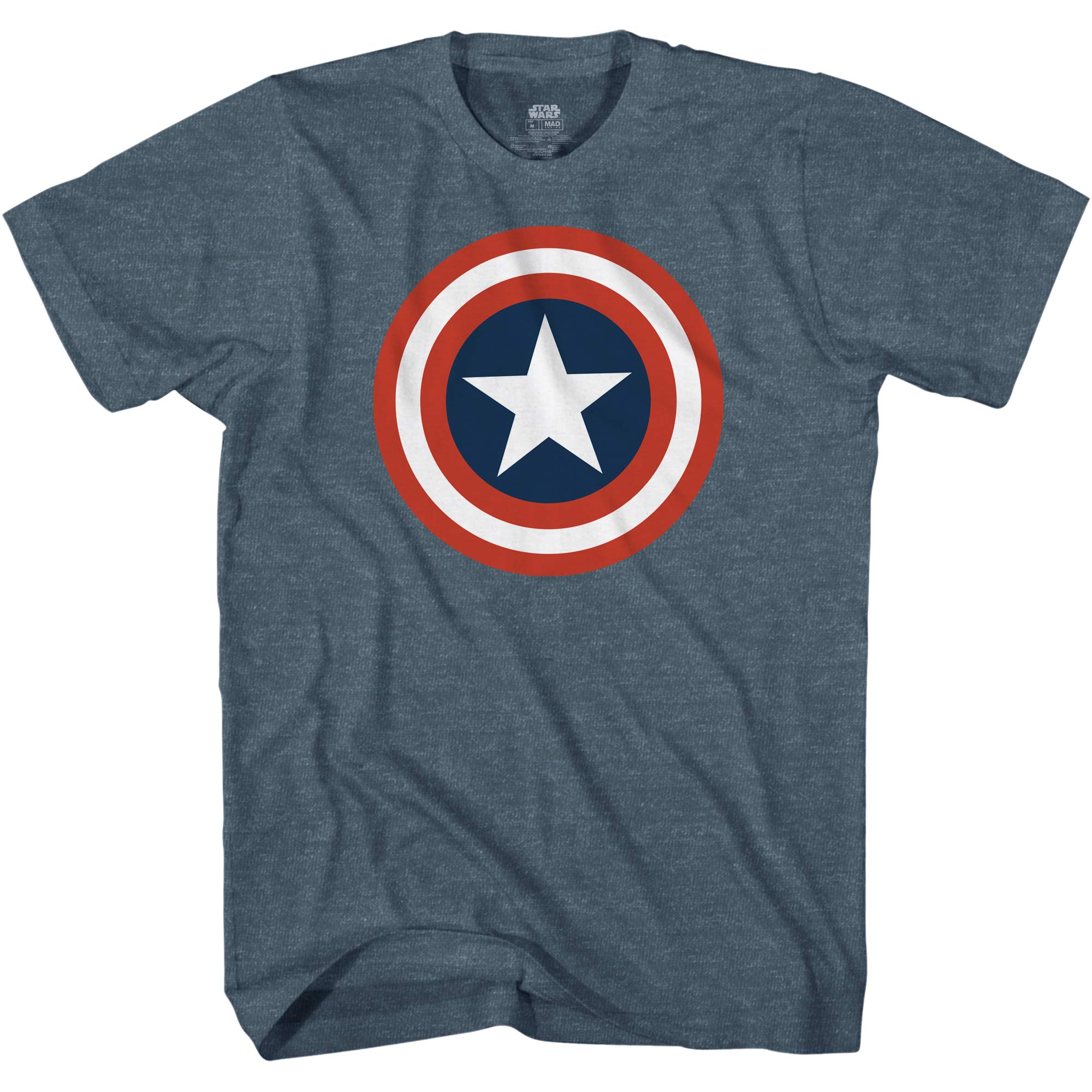Marvel Captain America Distressed Shield Logo Men's T-Shirt | Superhero Graphic Tee for Fans & Collectors | Casual Wear, Cosplay & Comic Con Outfits