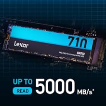 Lexar NM710 2TB M.2 2280 PCIe Gen4x4 NVMe SSD - 4850MB/s Read, 4500MB/s Write - Internal Solid State Drive for Gaming, Video Editing & PC Upgrades - Brand New in Retail Box (LNM710X002T-RNNNU)