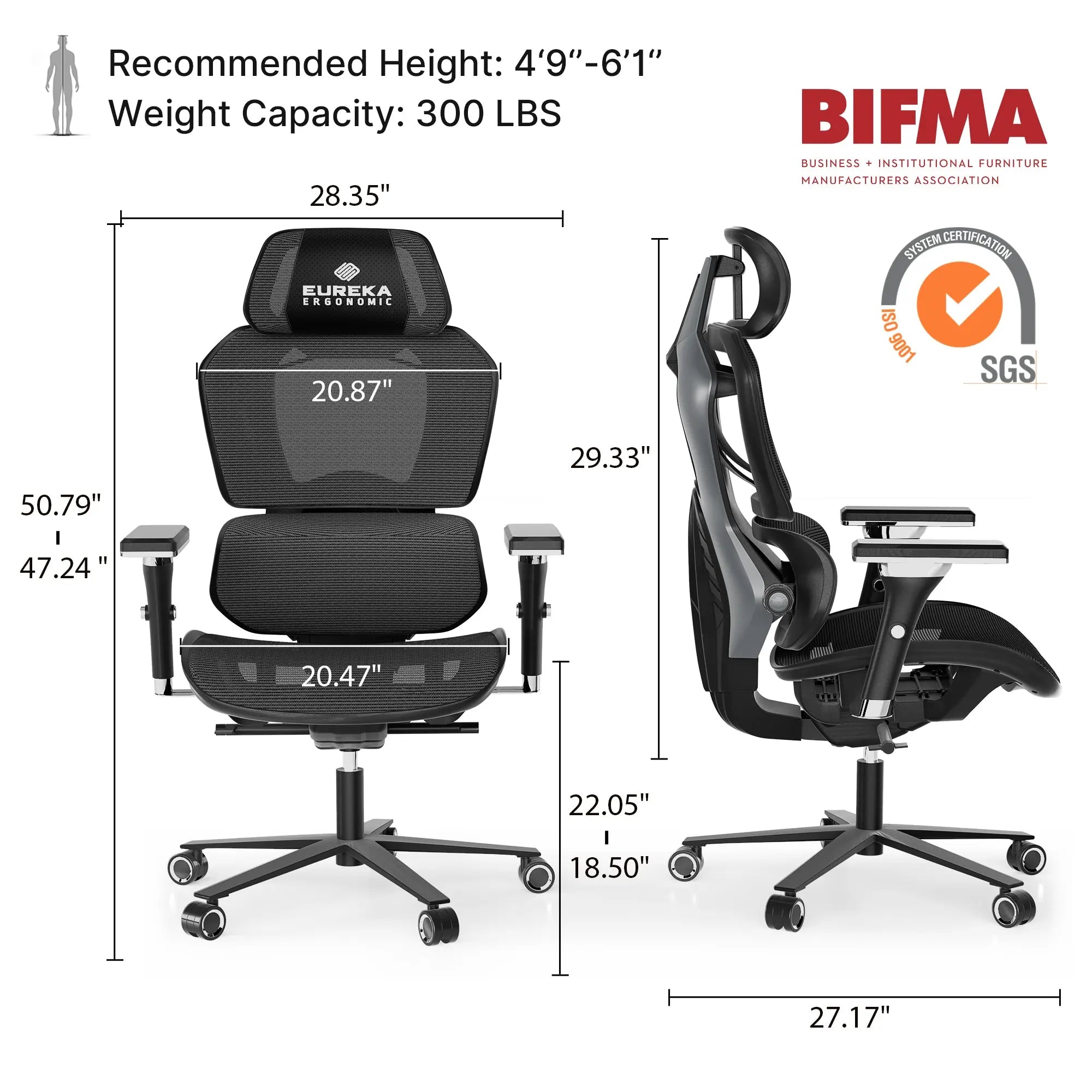 Typhon Hybrid Ergonomic Gaming Chair - Adjustable Lumbar Support & Headrest for PC, Office & Console Gaming - Comfortable Racing Style Chair for Long Hours of Work or Play