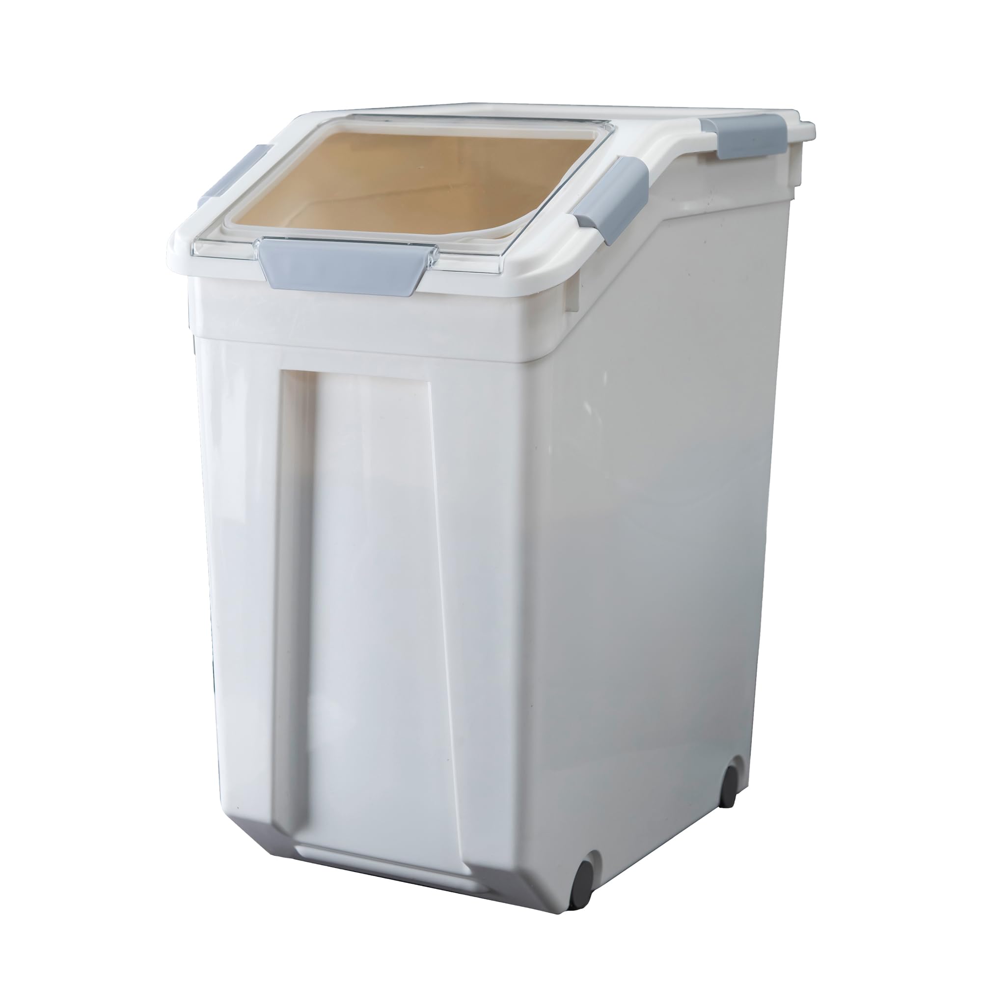 HANAMYA 33 Liter / 50 lbs BPA-Free Rice Storage Container with Measuring Cup - Airtight Food Storage for Rice, Grains, Pet Food & Flour - Perfect for Kitchen Pantry Organization (1 Count, White)