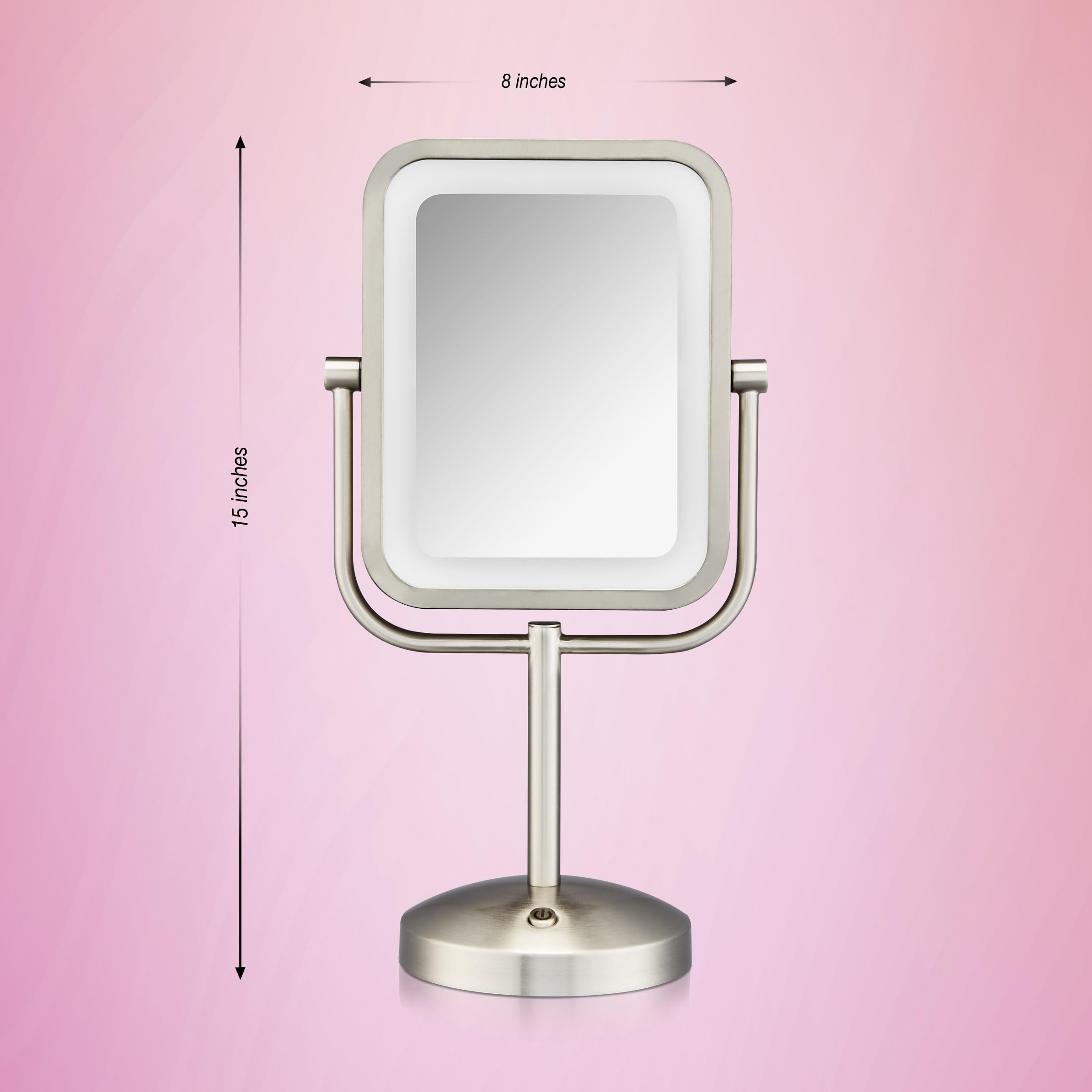 Conair Lighted Makeup Mirror with LED Lights - 1X/8X Magnifying Vanity Mirror, Battery Operated in Brushed Nickel - Perfect for Home & Travel Makeup Application, Skincare Routine & Eyebrow Grooming
