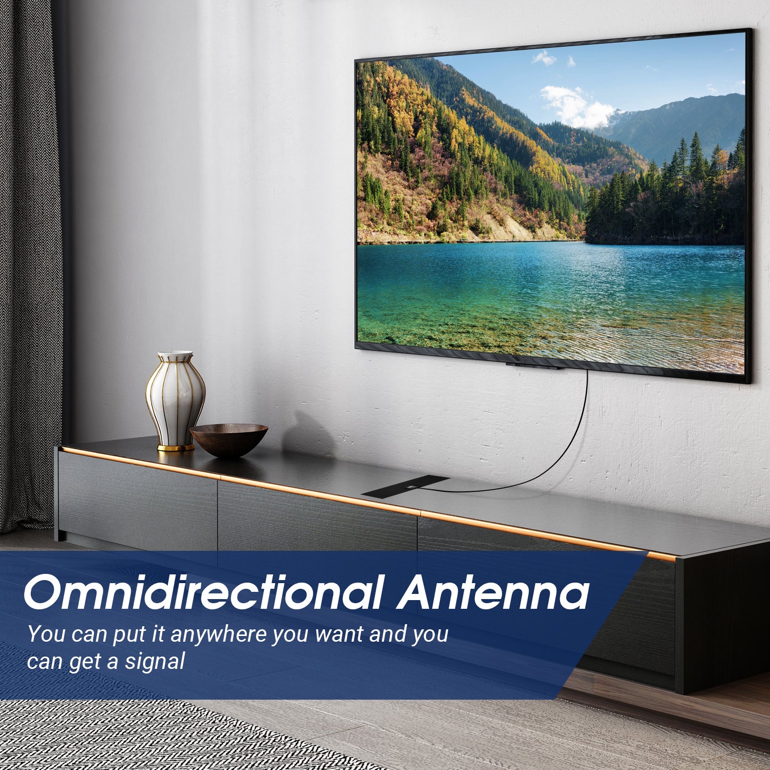 August DTA420 Flat Digital TV Antenna - High Gain Indoor HDTV Antenna for Freeview Channels | 5dBi Reception, Window/Wall Mount | Perfect for Home, Office & RV Use