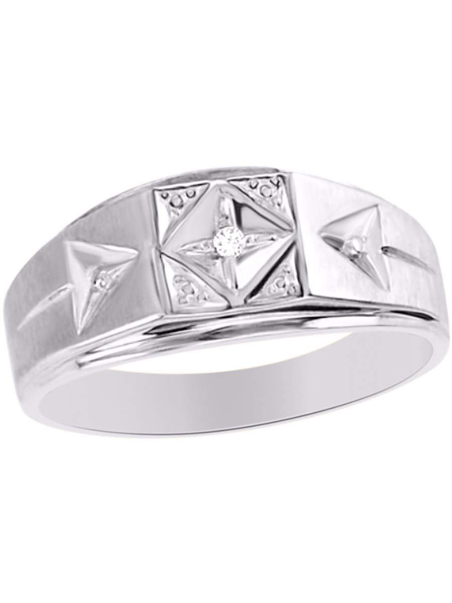 RYLOS Sterling Silver & Gold Plated Men's Rings with Genuine Diamonds - Sizes 6-13 - Elegant Designer Jewelry for Men - Perfect for Weddings, Anniversaries, Gifts & Everyday Wear